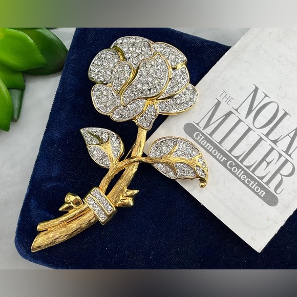 Authentic Rhinestone Rose Brooch - Picture 6 of 6